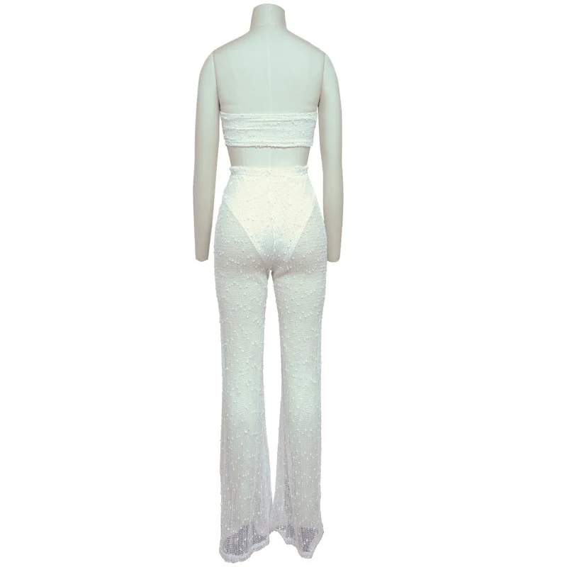 Женские летние комплекты из 2 предметов Сексуальный Топ без бретелек с открытыми