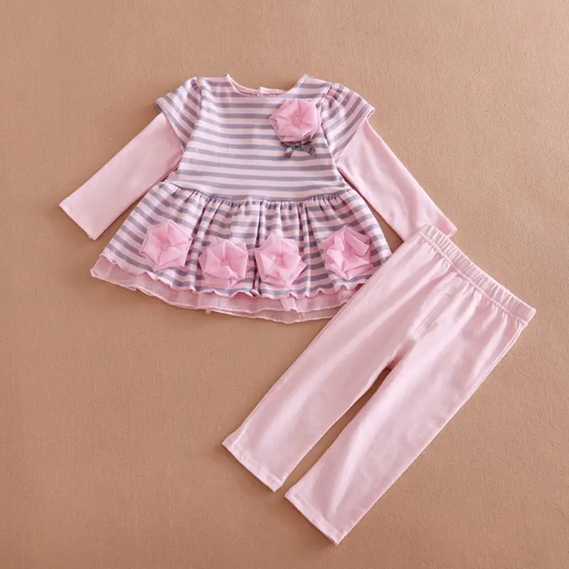 Высококачественный хлопковый топ в полоску с длинными рукавами для маленьких