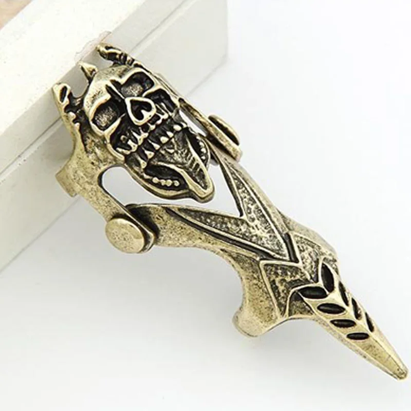 Бронзовое кольцо в форме черепа готический панк альтернативный стиль винтажное