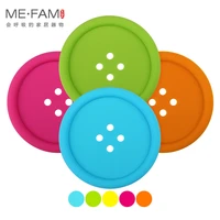 me fam 4 pieces 8 8cm round button silicone mats non slip cups pads heat resistance coasters for cafe kitchen restaurant office