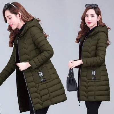 Army Green Winter Woman Fashion Duck Down Jacket Autumn New Plus Size Long Women Parka Thick Warm Down Jacket Hooded Ladies Coats 6XL - Цвет: Army Green