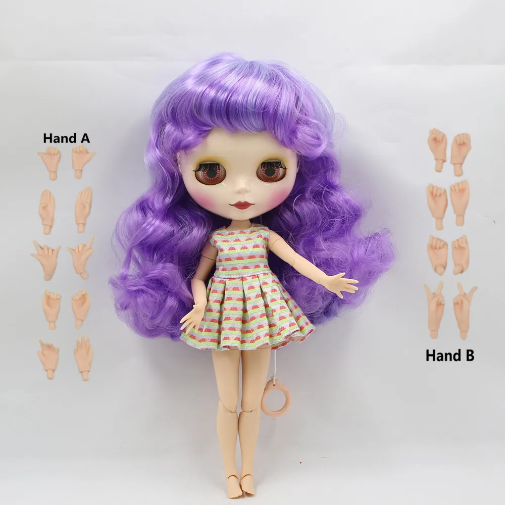 Кукла ICY DBS Blyth телесная кукла 230BL6005/7216 фиолетовые микс синие волосы белая кожа