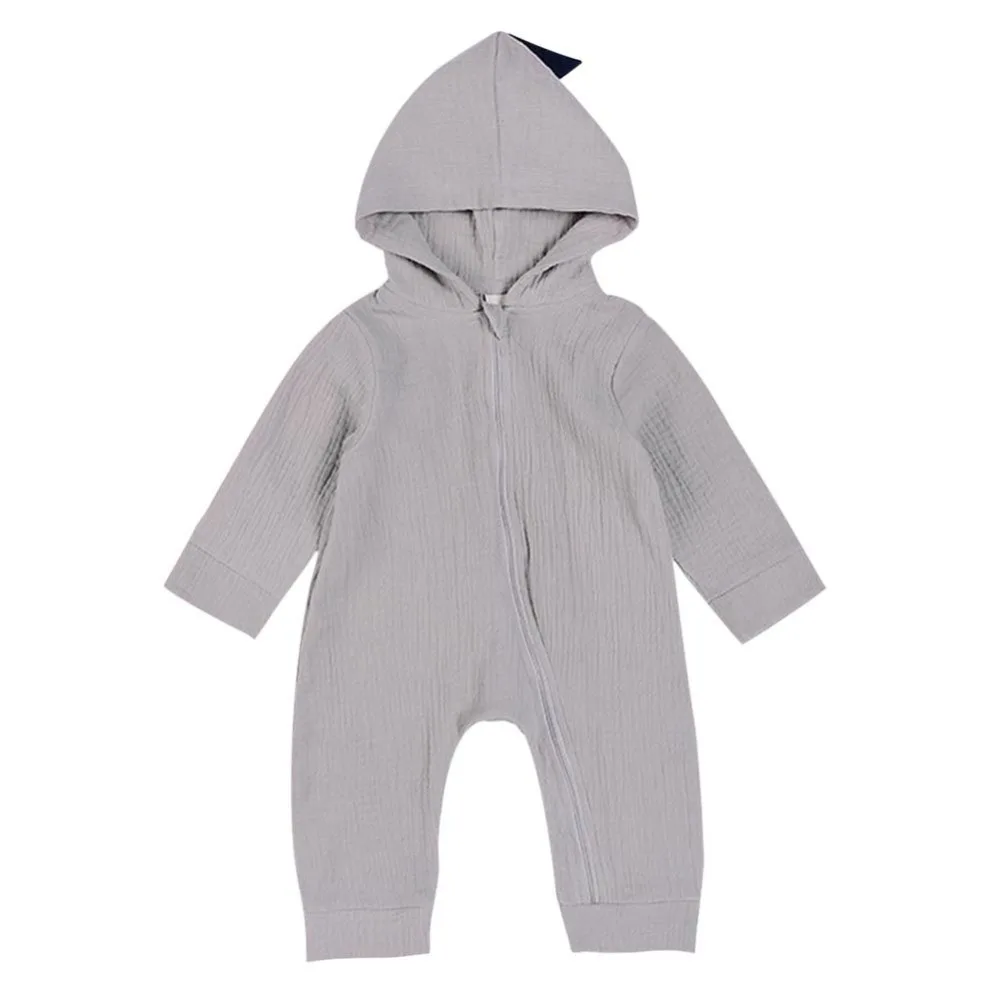 

Newborn Baby Boys Girls Romper Cute Dinosaur Long Sleeve Warm Clothes Hooded Jumpsuit One-Pieces