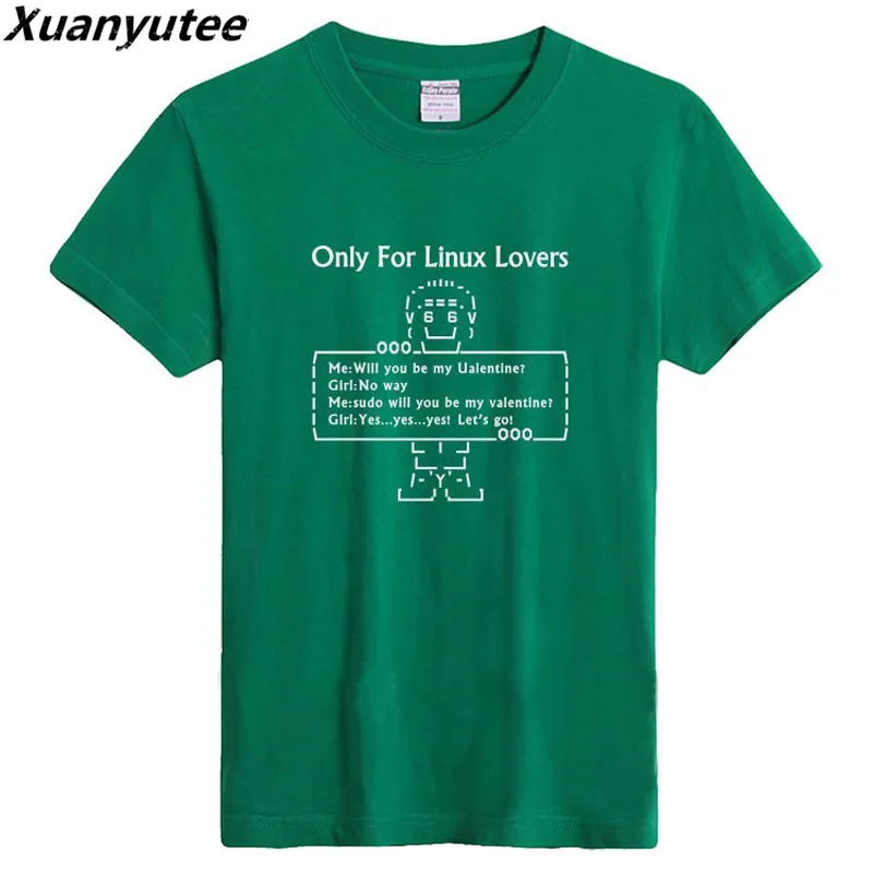 Футболка Xuanyutee Linux Мужская летняя с коротким рукавом из флока принтом только для