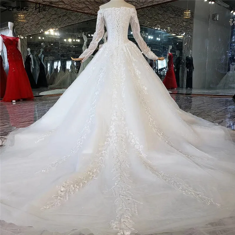 Белый роскошный одежда с длинным рукавом пикантные Свадебные платья 2019