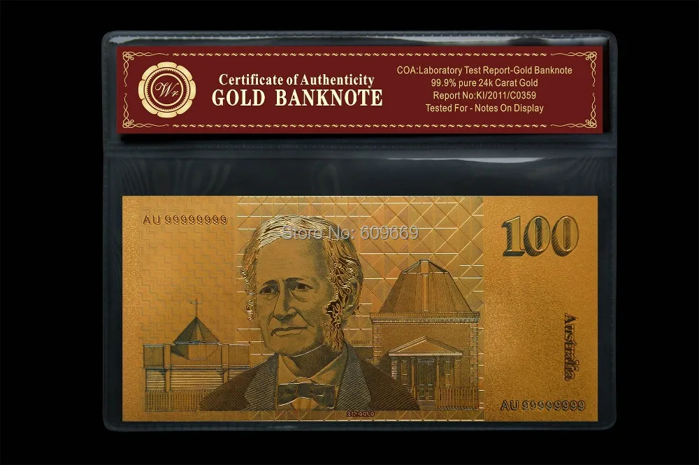 Цветная австралийская старая монета 100 долларовая Золотая Банкнота с держателем