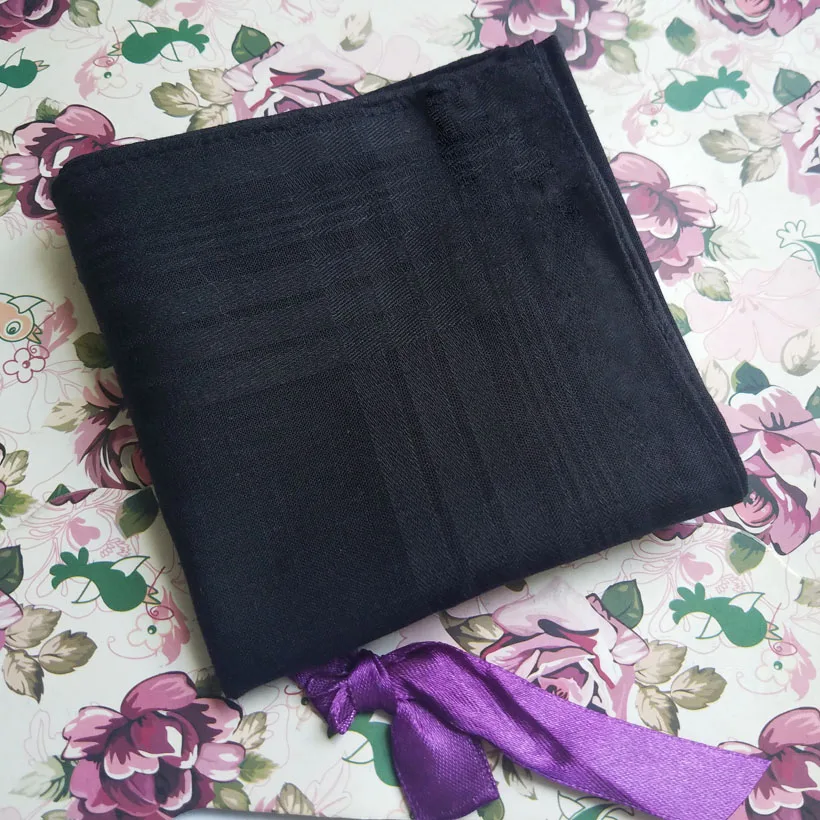 5 pcs/lot Black Handkerchiefs 100% Cotton Solid Men Handkerchief Square Pocket Handkerchiefs 43*43cm