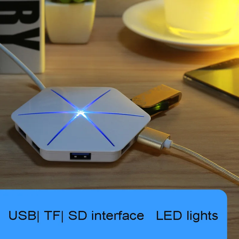 Мода USB 3,0 2,0 концентратор высокой Скорость Внешний 6 Порты и разъёмы Usb разветвитель с микро Usb Интерфейс SD устройство для считывания с tf-карт для портативных ПК
