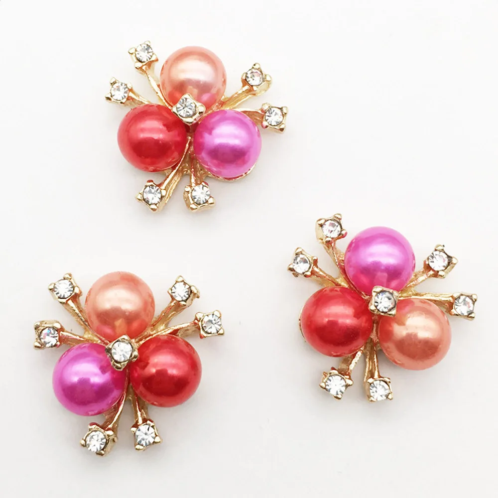 Пуговицы с красным жемчугом и золотыми стразами 10 шт./лот | Дом сад