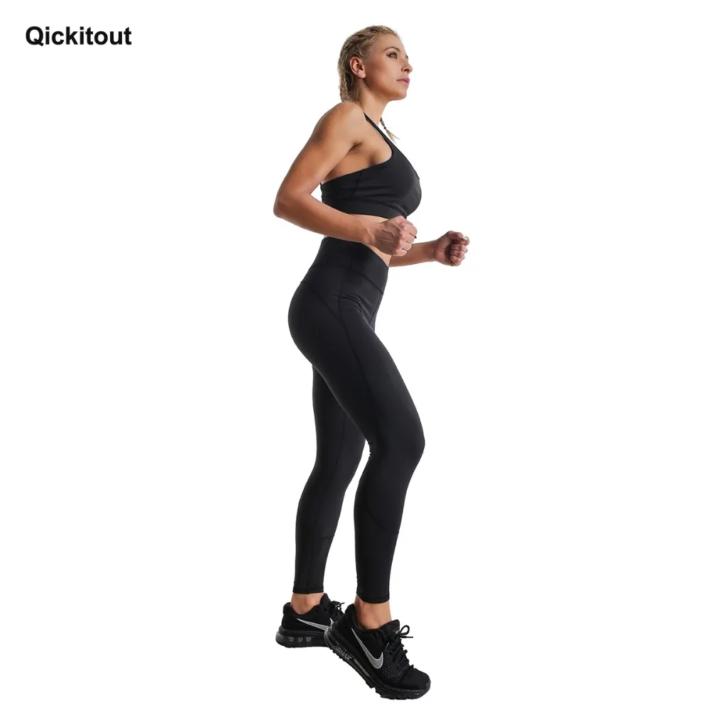 Qickitout, новинка, Осень-зима, повседневный стиль, высокая талия, спортивная одежда, леггинсы для женщин, пуш-ап, для тренировки, дышащие, эластичные, силовые леггинсы