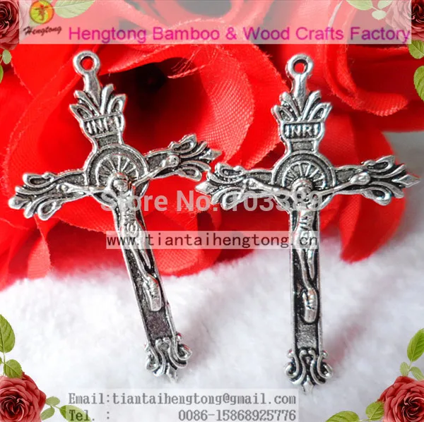 Бесплатная доставка 50 шт./упак. одно отверстие сплав Розария крест распятие