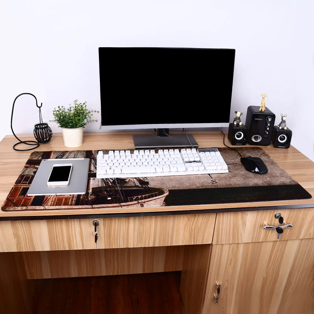 Расширенный игровой коврик для мыши XXL Прошитые края водонепроницаемый широкий и