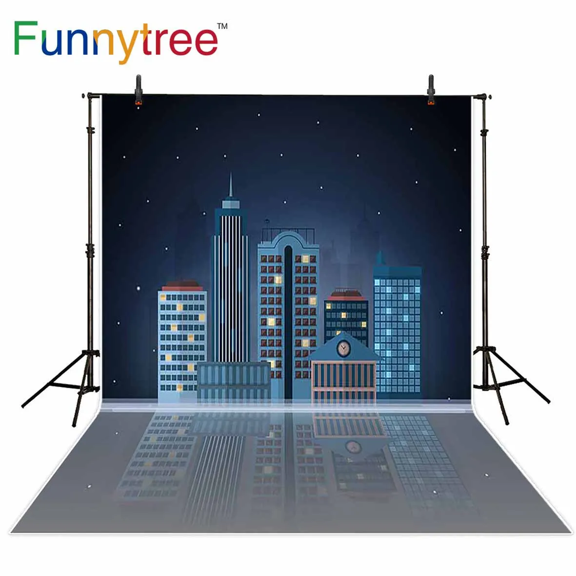 Фотофон Funnytree для студийной фотосъемки здание ночной город супергерой детский