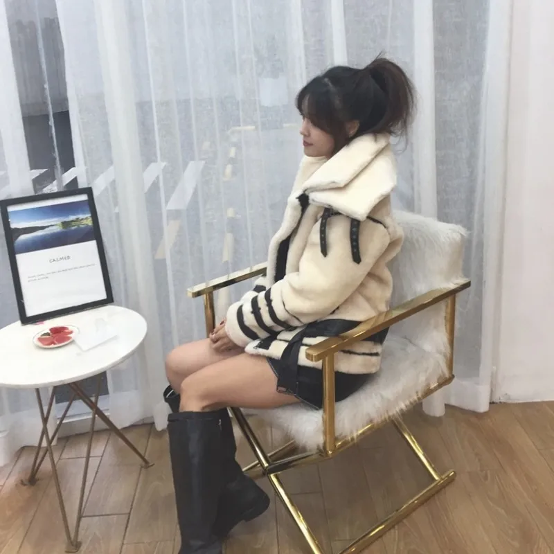 

2021 New Designer Fashion Runway Coat Real Sheep Fur Shearling Jackets Women Autumn Winter Warm Ladies Harajuku Leather Overcoat