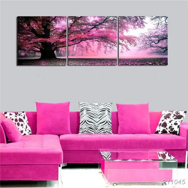 Современные настенные картины для домашнего декора 3 шт. фиолетовое большое