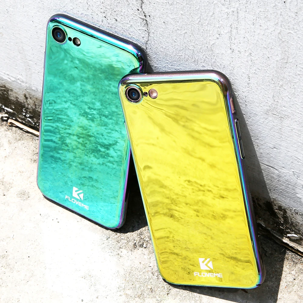 FLOVEME Роскошные зеркальные чехлы для телефонов iPhone 5 7 Plus серый/зеленый чехол 6 6s с
