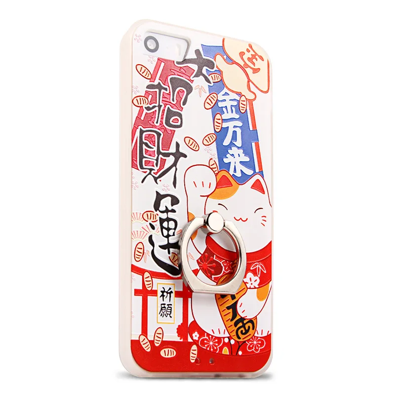 Для iphone 5 5S SE 3D узор Скульптура ТПУ Чехол чехол для Apple IPhone кольцо кронштейн
