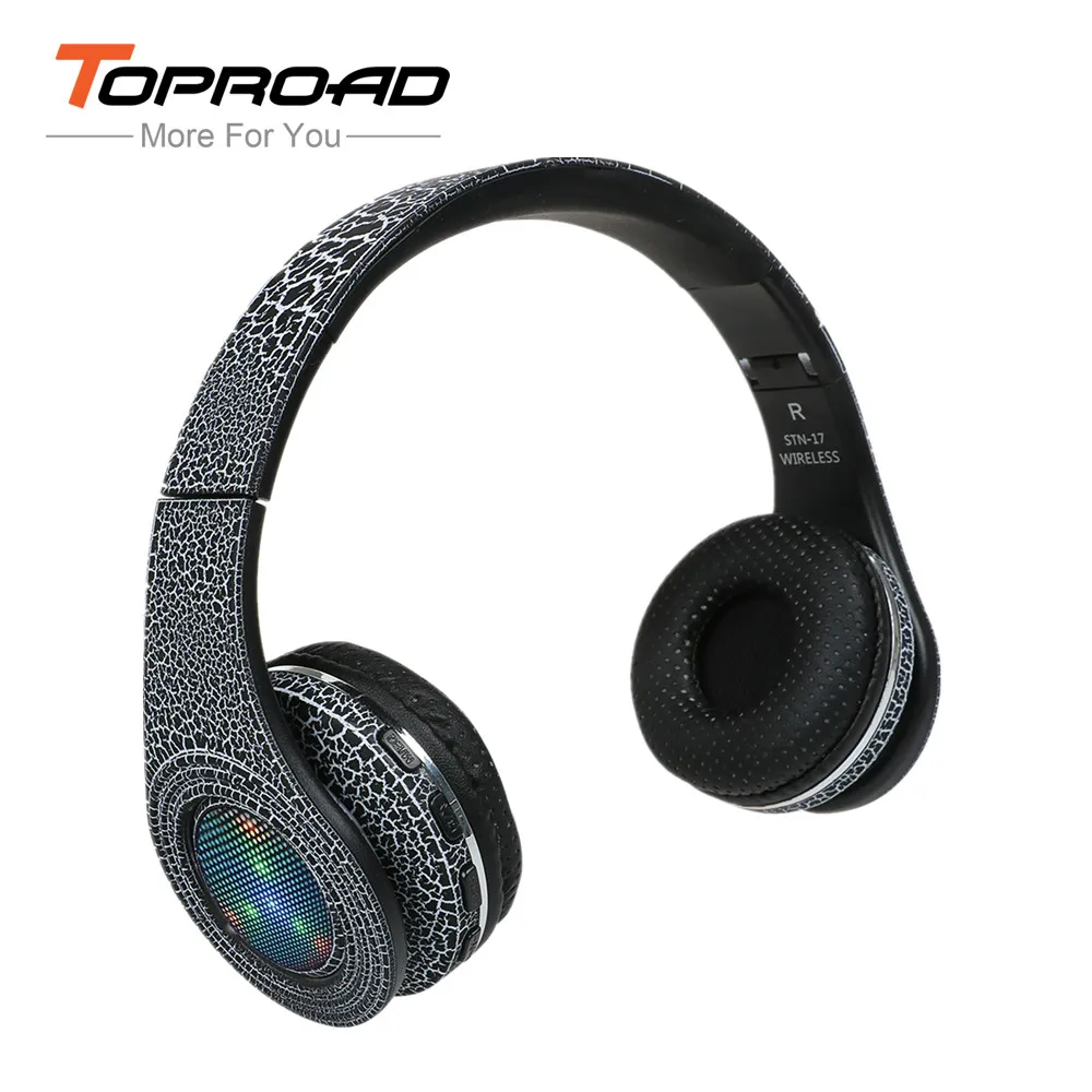Toproad светящиеся Bluetooth наушники Беспроводной гарнитуры светодиодный 3D стерео