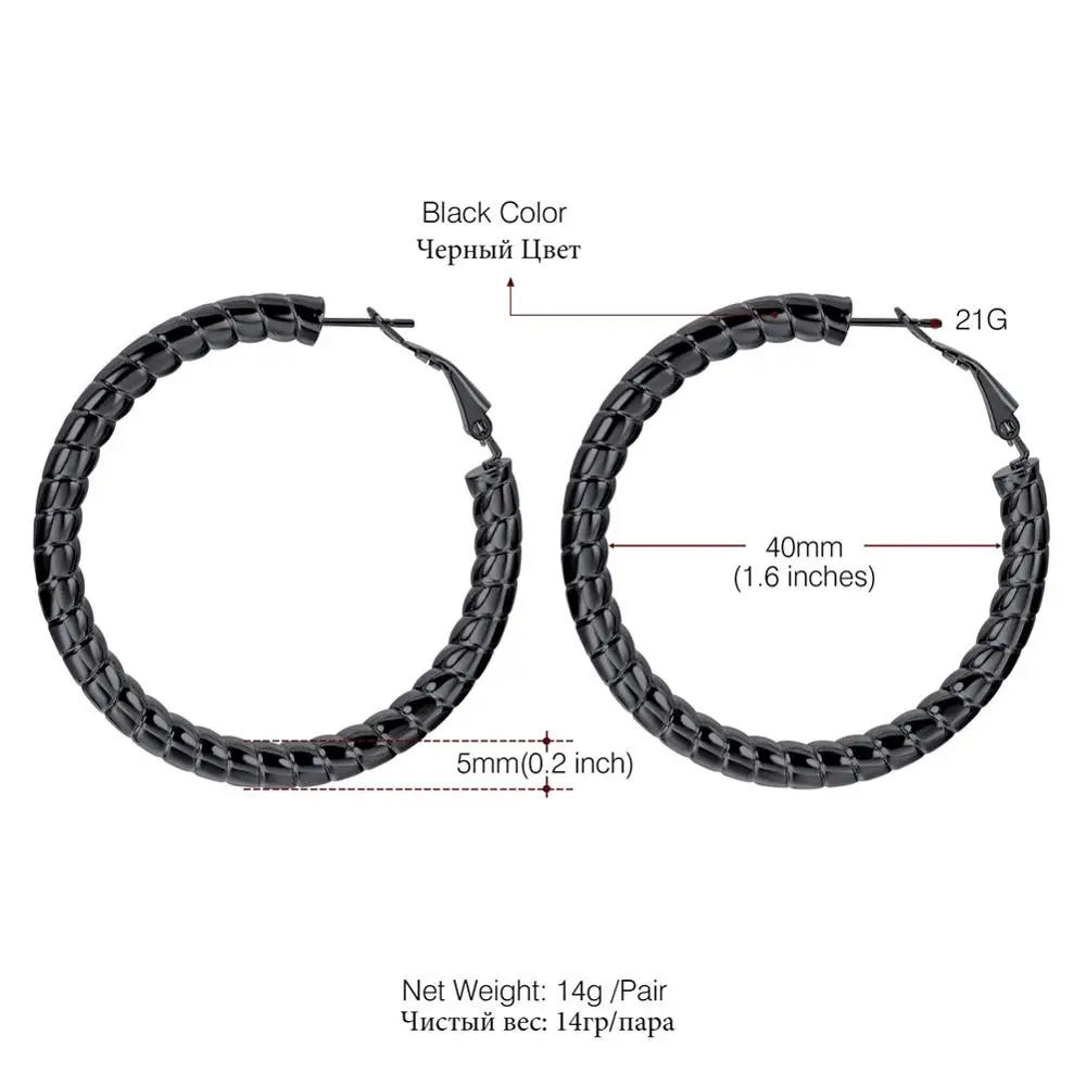 U7 Simple Earrings Round Circle 25mm / 40mm Three Color Trendy Design New Hoop Female Earring Jewelry Party Gift For Women E1014 - Окраска металла: Имитация родиевого покрытия