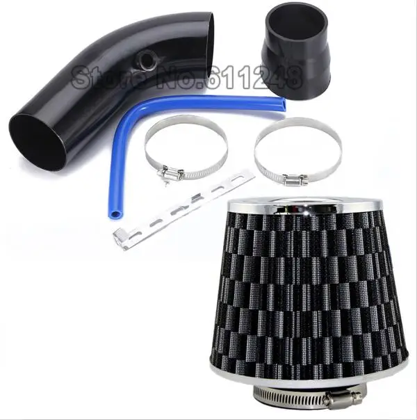 Black Air Filter Kit Универсальный автомобильный Холодный Воздушный фильтр Alumimum индукционный комплект труба шланг системы Красный Синий воздушный фильтр 76 мм/3 дюймов гриб голова - Цвет: Black Air Filter Kit