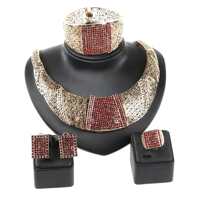 Африканские Ювелирные наборы для женщин золотой цвет свадебные вечерние