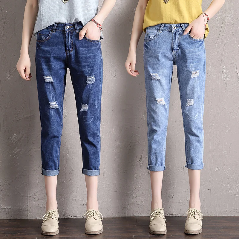 Женские свободные шаровары с Луной синие винтажные джинсы до щиколотки