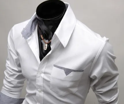 Бесплатная доставка M-XXXL 2014 мужские рубашки облегающие уникальный карман