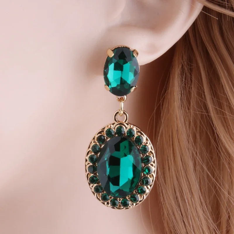 Серьги-подвески NeeFu WoFu стразы Кристальные овальные большие серьги-подвески из