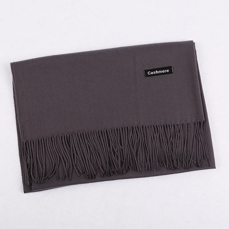 27-Dark grey Чистый цвет бахрома саржа кашемировый шарф унисекс для женщин и мужчин негабаритных одеяло длинный большой пашмины шаль - Цвет: 27-Dark grey