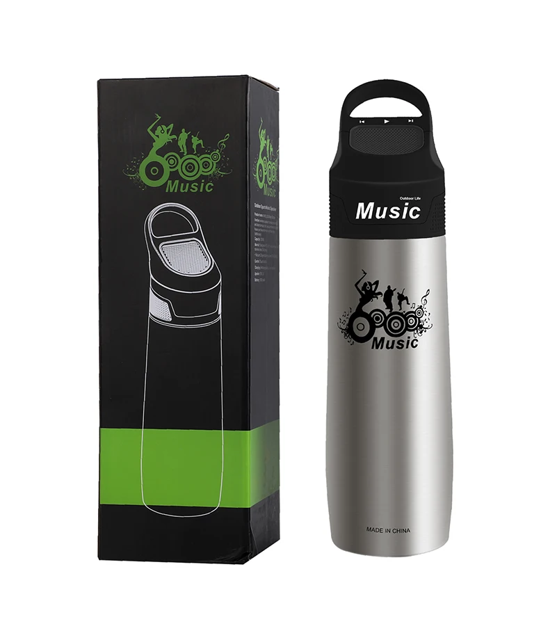 WEST BIKING 750ml Water Bottle Vacuum Cup With Wireless Bluetooth Speaker Music Player Bottle For Cycling Home Outdoor Sports