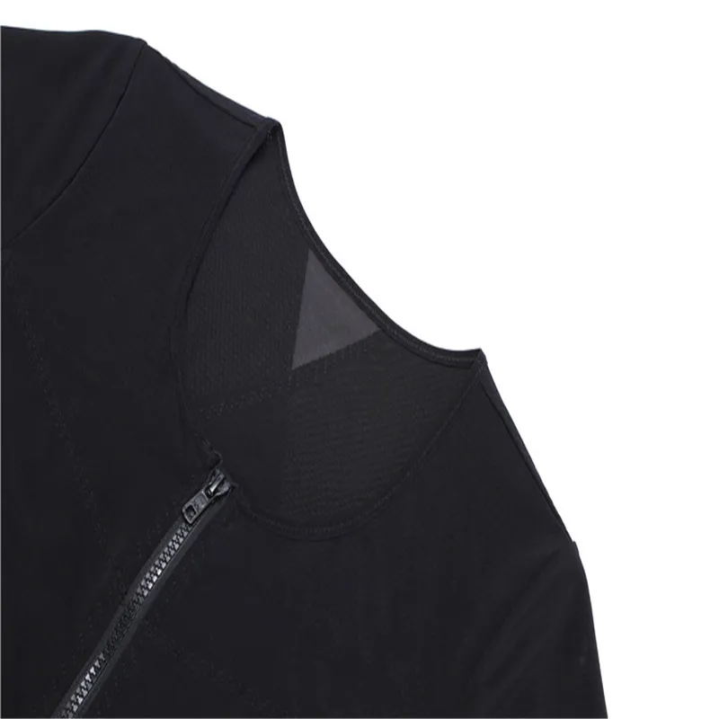 Men Shapers Posture Corrector Vest Belly Abdomen Fat Burn Compression Slimming Tummy Bodybuilding Zipper Design Tshirt Corsets