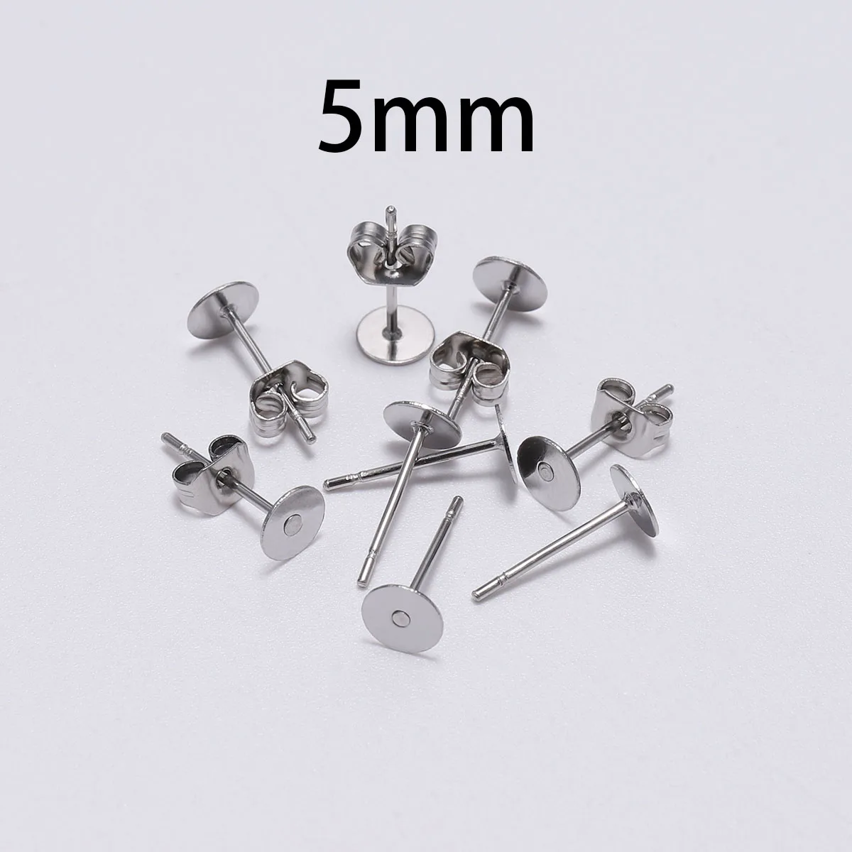 5mm 100 шт./лот, пустые серьги из нержавеющей стали, шпильки с серьгами, принадлежности для самостоятельного изготовления ювелирных изделий, серьги - Цвет: 5mm