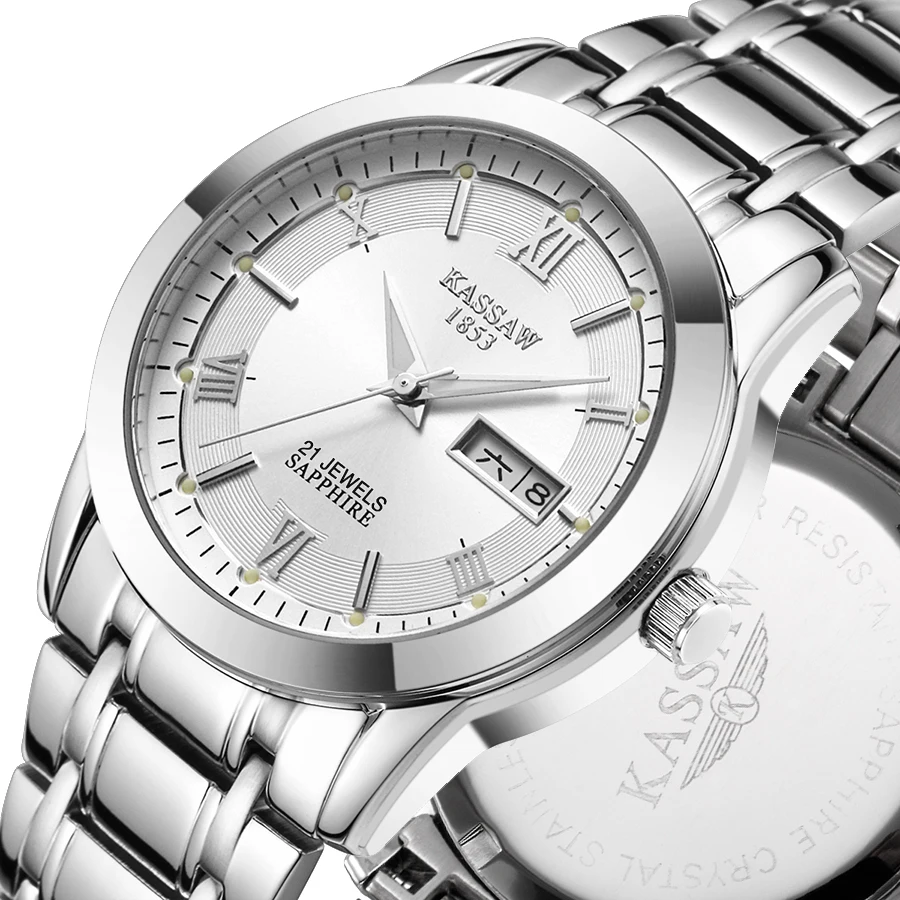 Kassaw бренд мужской полный нержавеющей стали военные часы кварцевые погружения