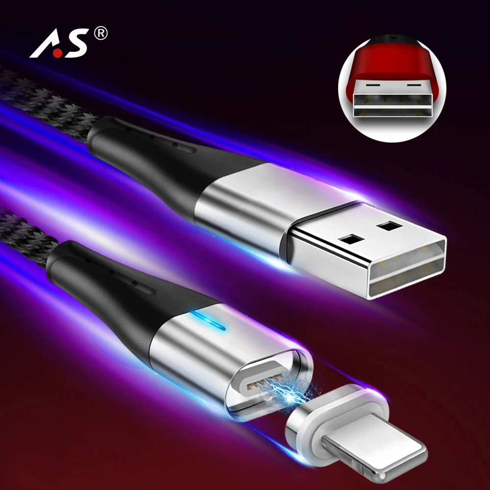 A.S двухсторонний Магнитный кабель USB Type C/Micro USB/Lighting для iPhone Samsung Huawei OnePlus Xiaomi