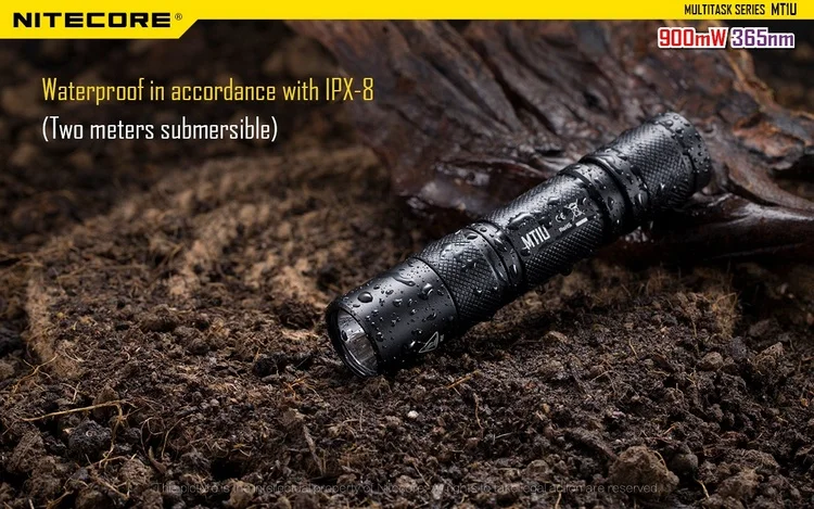 NITECORE MT1U 365nm 900 мВт Мощный УФ светодиодный источник удобный ультрафиолетовый фонарик+ 18650 перезаряжаемый аккумулятор+ зарядное устройство UM10
