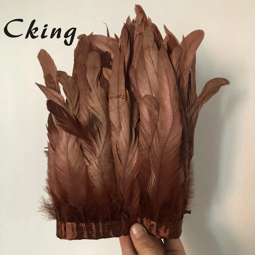 Высококачественное натуральное коричневое петушиное перо 2 м отделка украшение