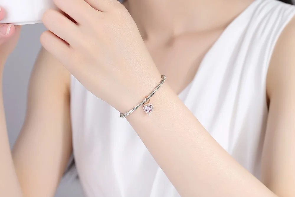 ELESHE 925 пробы серебро навсегда сердце бусины, подходят к оригиналу Pandora, очаровательный Браслеты 925 серебро любовь Семья Шарм, изготовление украшений