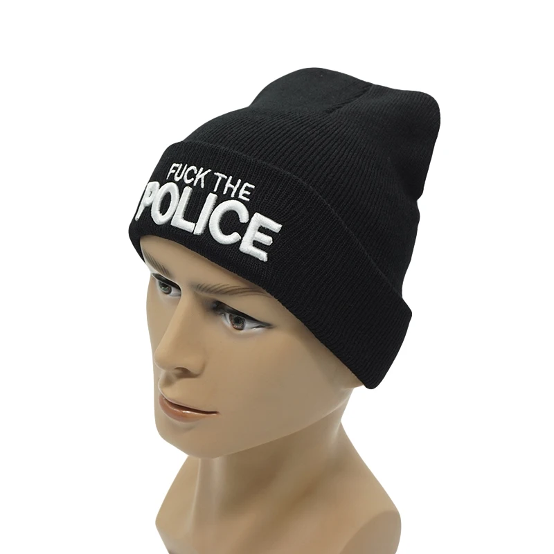 Новая мода, зимняя вязаная шапка, вышивка, полиция, Skullies, шапочки, для мужчин и женщин, теплая, повседневная, с буквенным принтом, вязанная шапка, шапочка