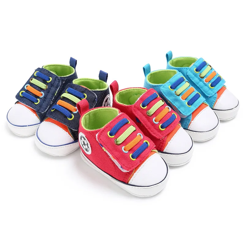 

2019 spring and autumn boy baby shoes 0-1 years old canvas casual color laces sports baby toddler shoes
