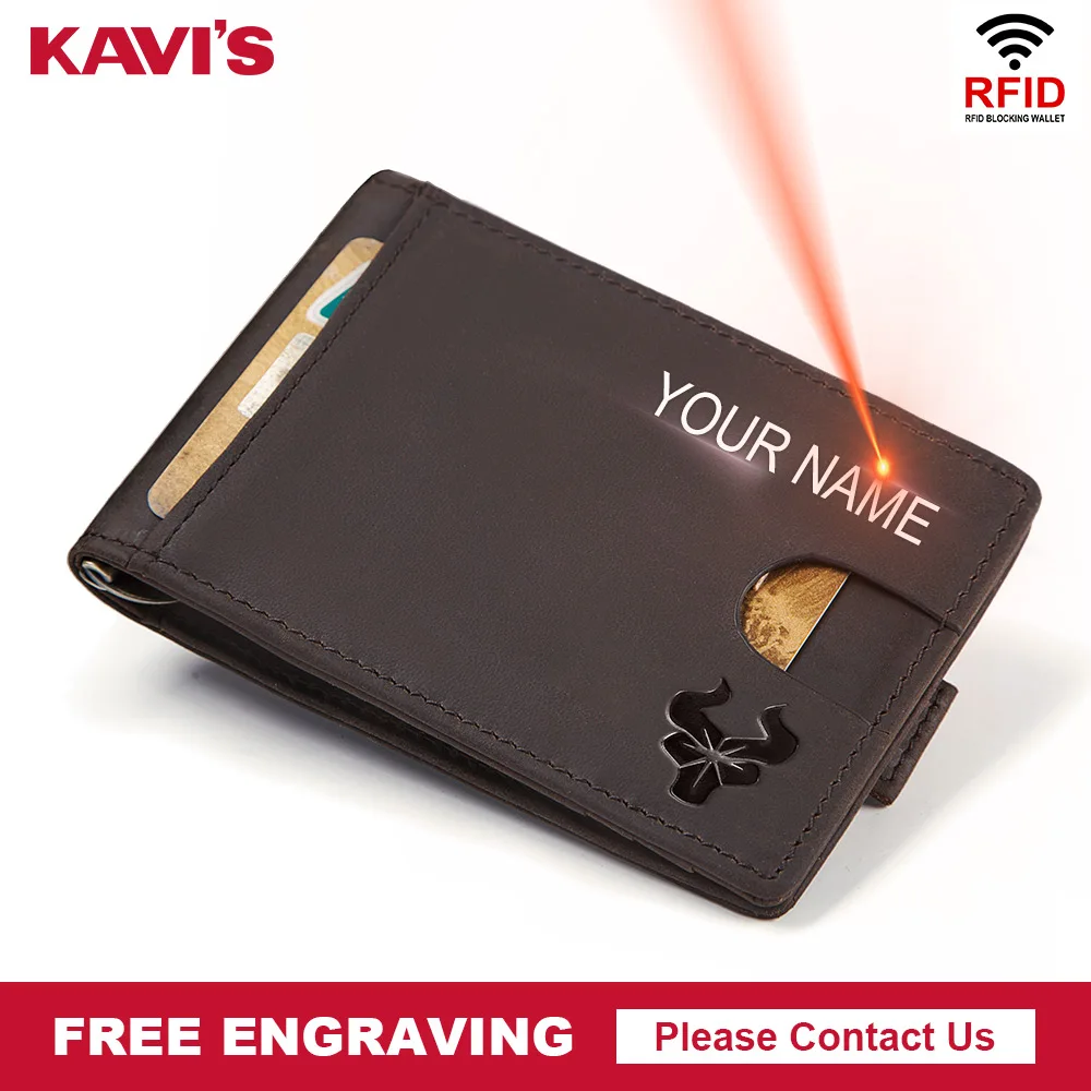 Кошелек KAVIS мужской из натуральной кожи|Зажимы для денег| |