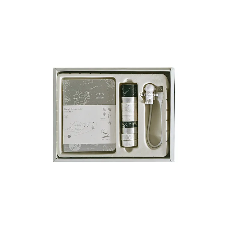 Новогодний подарочный блокнот с планетой красивый позолоченный серебряный