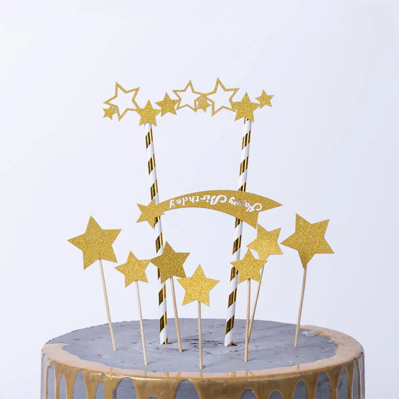 1set/pack Disney Forzen Happy Birthday Party Cake Topper Kids Favors Decorate Cupcake Toppers With Sticks Baby Shower Supplies