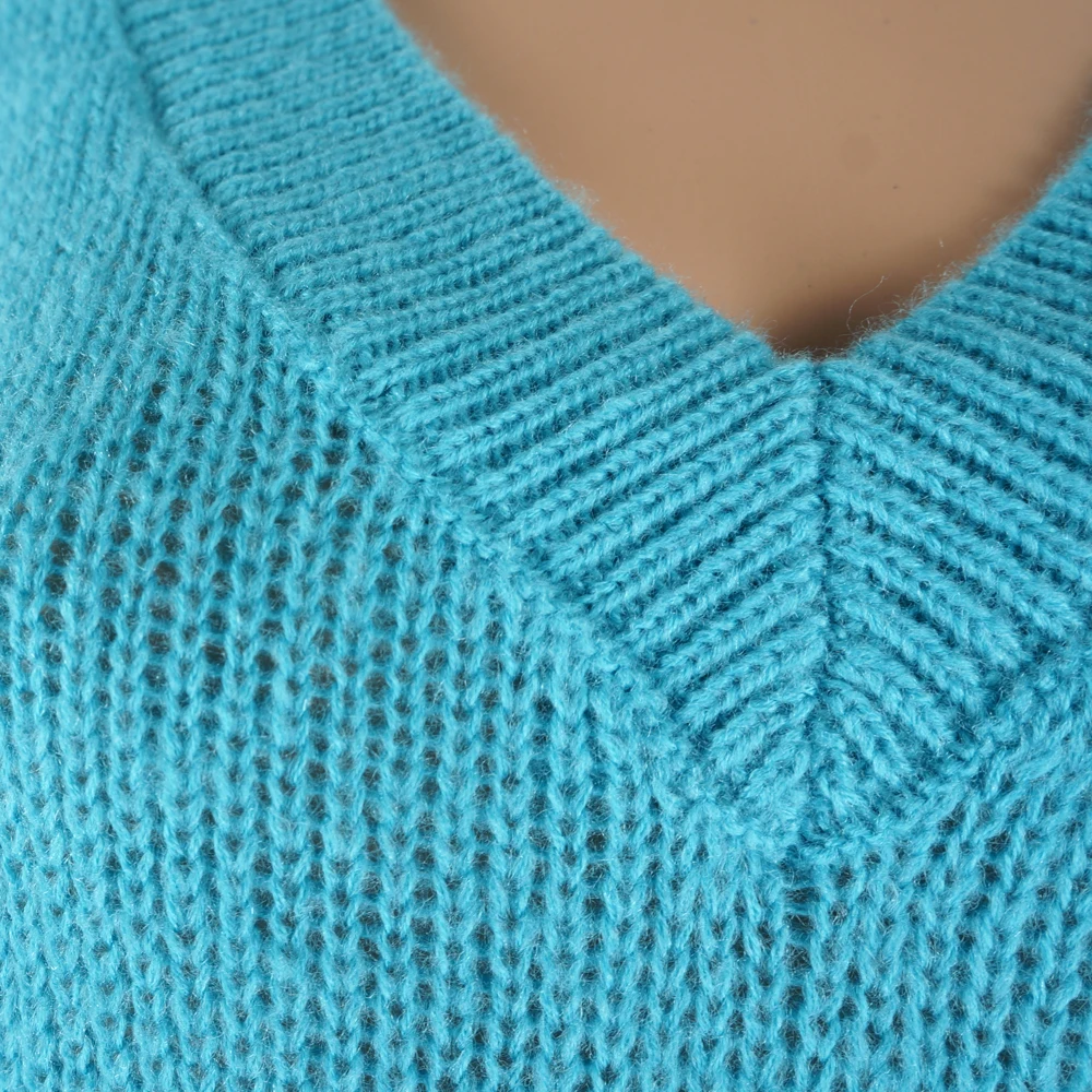 Корейский свободный большой свитер с v-образным вырезом рукав летучая мышь