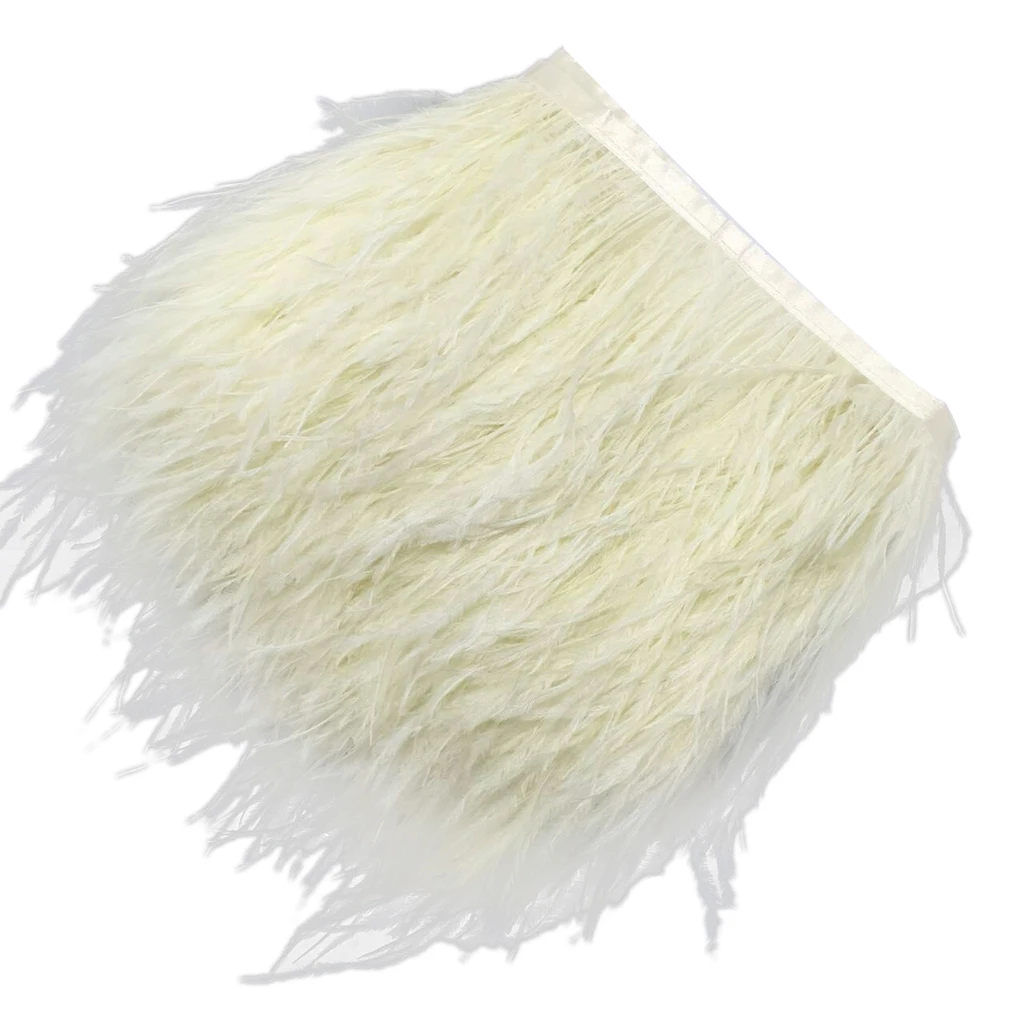 Light Yellow 18 цветов страусиные перья бахрома отделка атласная лента для шитья платья 4-6 дюймов в ширину, 36,2 дюйма в длину - Цвет: Light Yellow