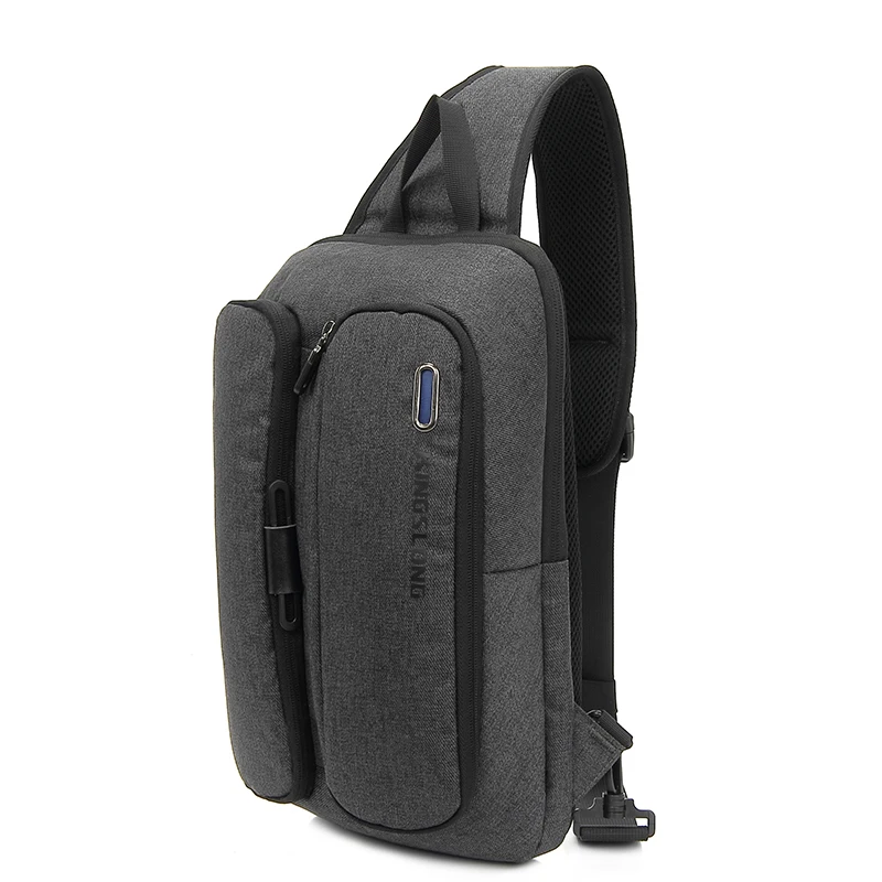 sling bag Fashion black bags with usa charge chest bag light weight daypack outdoors daily bags fit in 9.8 inch ipad By KSL - Цвет: black