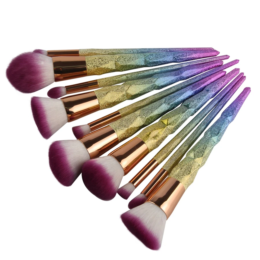 Набор радужных кисточек для макияжа 10 шт./компл. тени глаз румяна единорог|cosmetic
