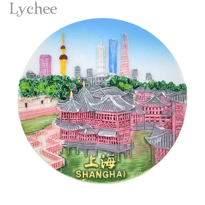 Магнитный холодильник Lychee Life в Шанхае Круглый креативный пейзаж сувениры для