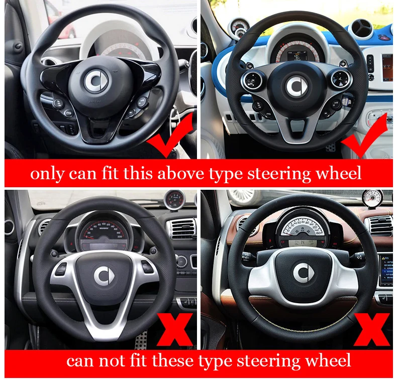 Lsrtw2017 Хомут кожаный чехол рулевого колеса автомобиля для smart fortwo w453 c453 a453