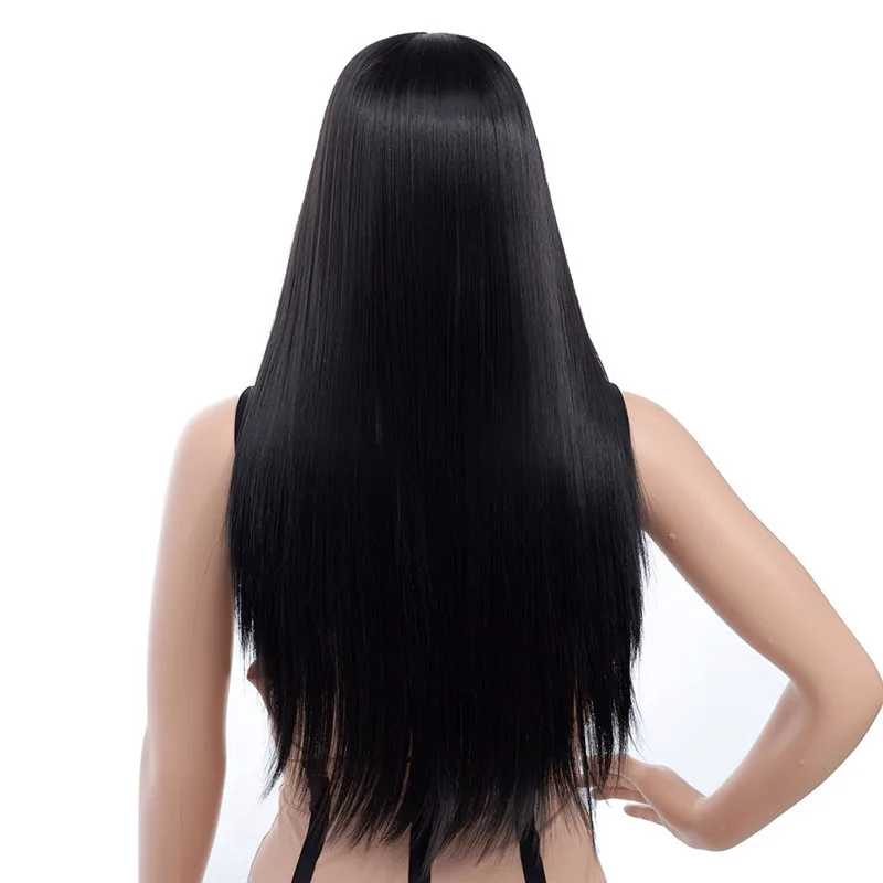 # 1B MSI Wigs Омбре блонд прямые волосы парики для женщин длинные высокой плотности натуральный пепельный розовый синтетический парик Черный Серый косплей волос - Цвет: # 1B