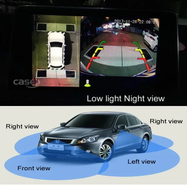 Ночной вид-а) Автомобильный панорамный обзор 360 градусов камера система DVR 1080 P Парковка Обратный активная траектория Направляющая линия на выбор